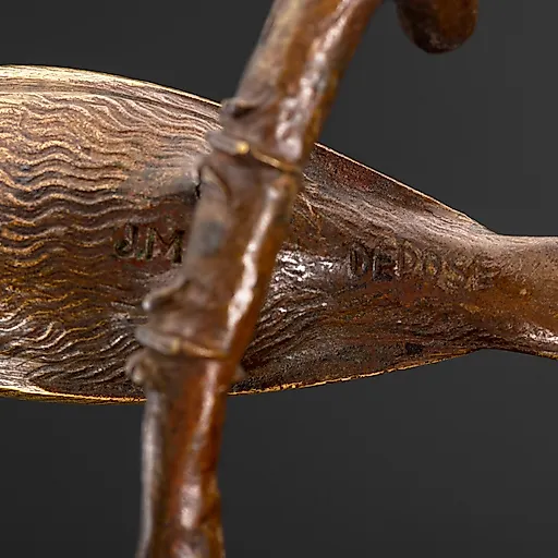 Латунная статуэтка-визитница "Птица на ветке" авторства J. Martens, Западная Европа, 1920-1950 гг. - View 5