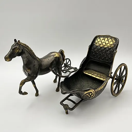 Бронзированная статуэтка "Экипаж с лошадью", металлическое литьё, Западная Европа, 1970-1990 гг. - View 5