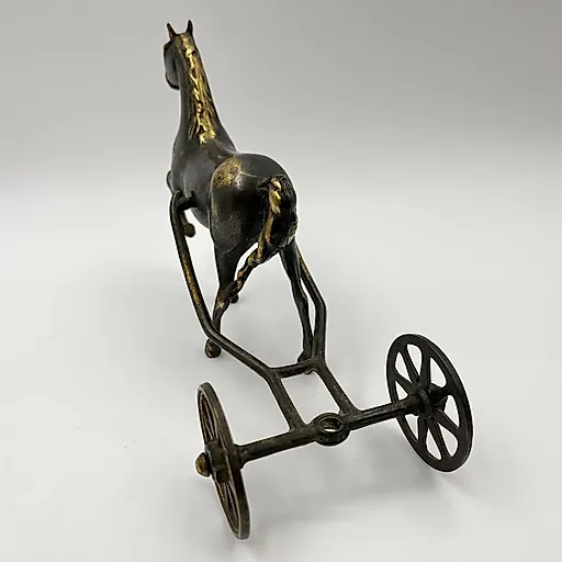 Бронзированная статуэтка "Экипаж с лошадью", металлическое литьё, Западная Европа, 1970-1990 гг. - View 6