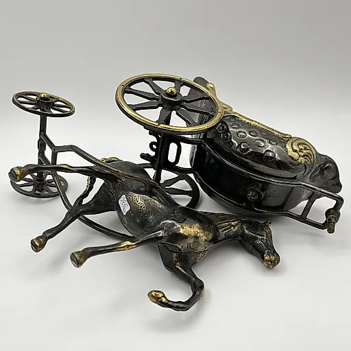 Бронзированная статуэтка "Экипаж с лошадью", металлическое литьё, Западная Европа, 1970-1990 гг. - View 7