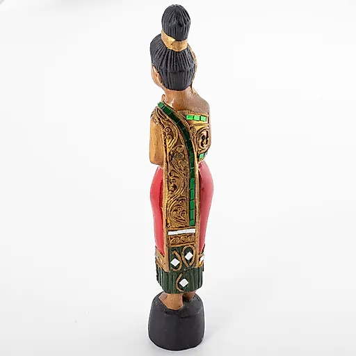 Резная деревянная статуэтка таиландки в национальном костюме с золочением, Таиланд, 1990-2010 гг. - View 2