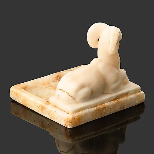 Мраморная подставка для мелочи со скульптурой барана, Россия, начало XX века - View 2