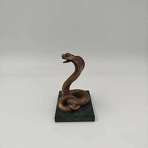 Бронзовая статуэтка «Кобра» на змеевиковом основании, современная Россия - View 2