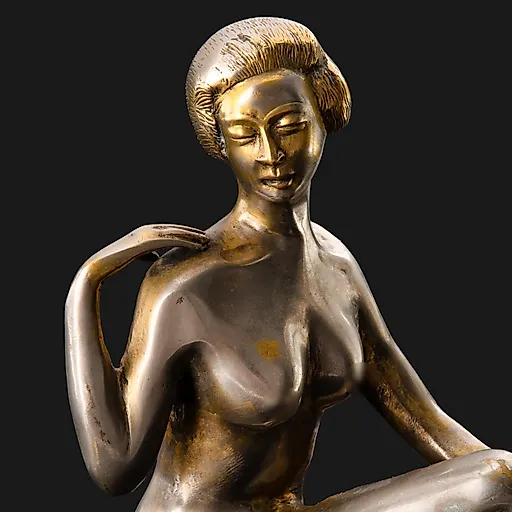 Бронзированная статуэтка «Обнаженная» в стиле ар-деко, Европа 1930-1950 гг. - View 2