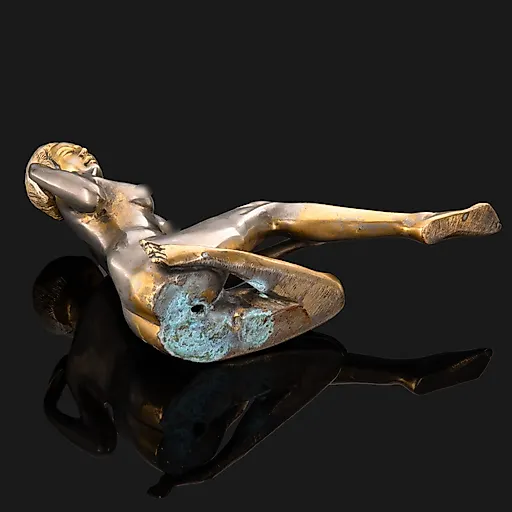 Бронзированная статуэтка «Обнаженная» в стиле ар-деко, Европа 1930-1950 гг. - View 4