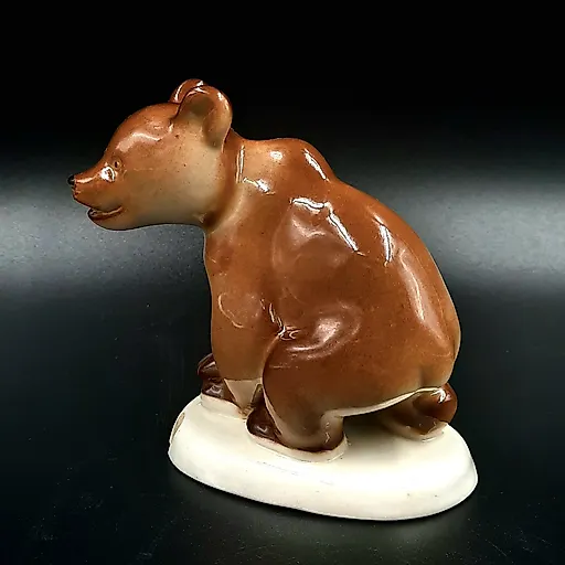 Фарфоровая статуэтка "Медвежонок присевший" скульптора Б.Я. Воробьева, ЛФЗ, СССР, 1970-1992 гг. - View 4