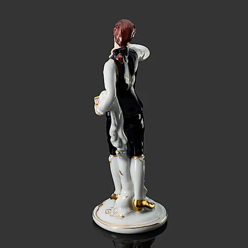 Фарфоровая статуэтка "Кавалер с птичкой" с росписью и золочением, Royal Dux, Чехословакия, 1960-1978 гг. - View 3