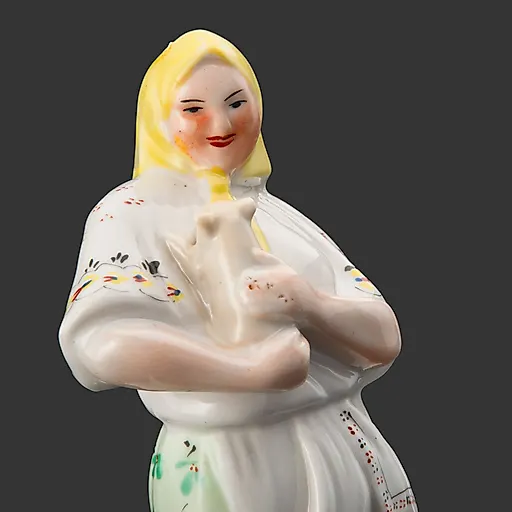 Фарфоровая скульптура «Свинарка» авторства О. Ярош, Городницкий завод, СССР, 1939-1944 гг. - View 2