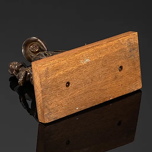 Бронзовая статуэтка "Прогулка влюбленных босиком" с деревянным основанием, Западная Европа, начало XX века - View 4