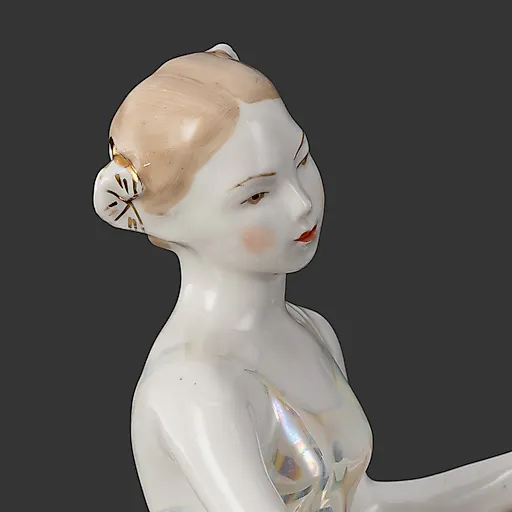 Фарфоровая статуэтка 'Сидящая балерина' Ольги Артамоновой, ДФЗ Вербилки, СССР, 1950-е - View 2