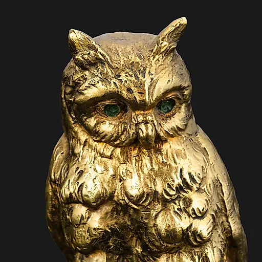 Бронзовая статуэтка "Сова на пне" с холодной эмалью, Западная Европа, 1960-1980 гг. - View 2