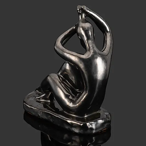 Керамическая скульптура «Девушка, расчесывающая волосы» Николая Силиса, Гжель, СССР, 1960-1970-е - View 3