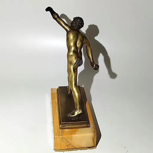 Бронзовая статуэтка "Боргезский борец" на каменном основании, Западная Европа, середина XX века - View 3