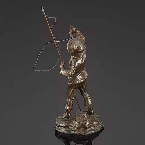 Статуэтка "Рыбак" из шпиатра, литьё, подпись E. Fuchs, Западная Европа, 1880-1920 гг. - View 3