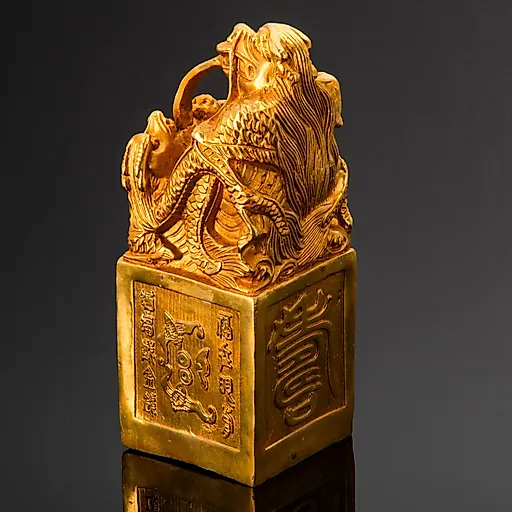 Статуэтка «Дракон» из латуни с рельефом и золочением, Китай, 2000-2020 гг. - View 3