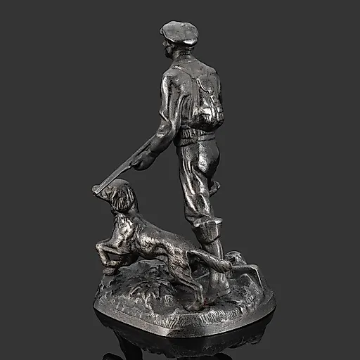 Чугунная статуэтка "Охотник с собакой" авторства Чиркина А.В., Каслинский завод, СССР, 1983 г. - View 3