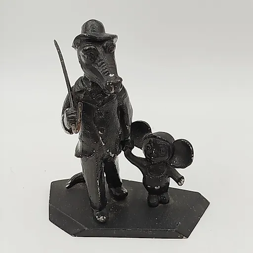 Советская статуэтка из металла "Крокодил Гена и Чебурашка", крашение, 1970-1990 гг. - View 2