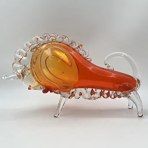 Стеклянная статуэтка "Бизон" авторства Муратова В.С., гутная техника, Гусевской хрустальный завод, СССР - View 4