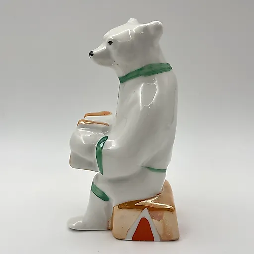 Фарфоровая статуэтка "Медведь с гармошкой" из серии "Цирковые медведи", Дулевский завод, СССР, 1986 г. - View 2