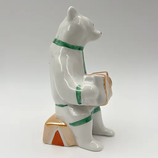 Фарфоровая статуэтка "Медведь с гармошкой" из серии "Цирковые медведи", Дулевский завод, СССР, 1986 г. - View 4