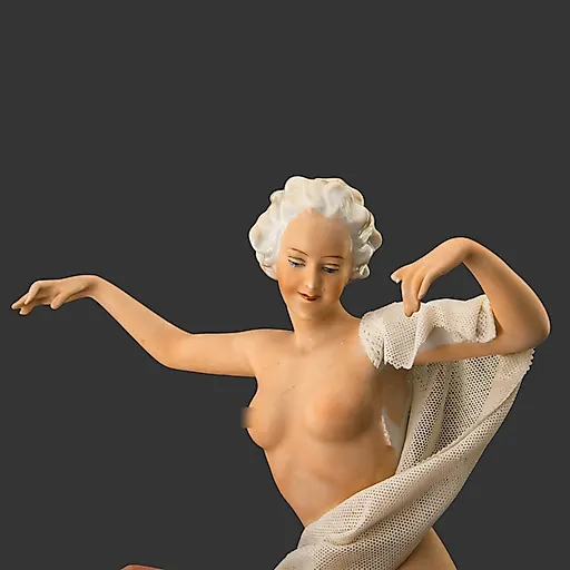 Статуэтка Купальщица с кружевным полотенцем, Unterweissbach Werkstätten, фарфор, Германия, 1958-1976 - View 2