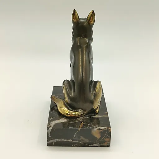 Статуэтка овчарки на постаменте, металл, камень, золочение, Западная Европа, 1970-1990 - View 4