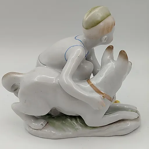 Фарфоровая статуэтка «Юный пограничник с собакой», ЛФЗ, СССР, 1950-е - View 4
