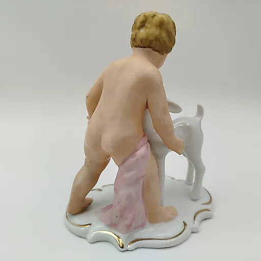 Статуэтка Путти с козленком, бисквитный фарфор, Западная Европа, 1960-1980 гг. - View 4