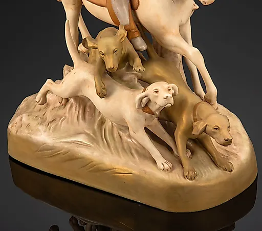 Фарфоровая скульптура "Охота" Royal Dux, Чехословакия, 1930-1950 - View 3