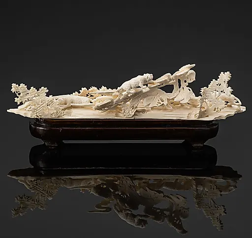 Скульптура «Скачок леопардов в небесном саду» из кости, Китай, 1960-1980 - View 3