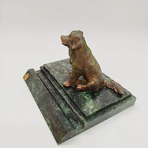 Визитница с бронзовой скульптурой собаки на каменном основании, Россия, 2010-2015 - View 2