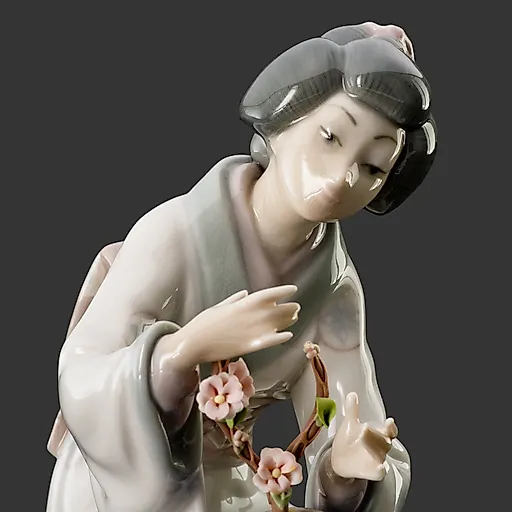 Фарфоровая статуэтка «Японка с сакурой» Lladro, Испания, 1973-1998 - View 2