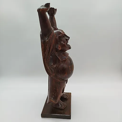 Деревянная статуэтка Будды (Хотэй) с резьбой, Азия, 1980-2000 - View 2