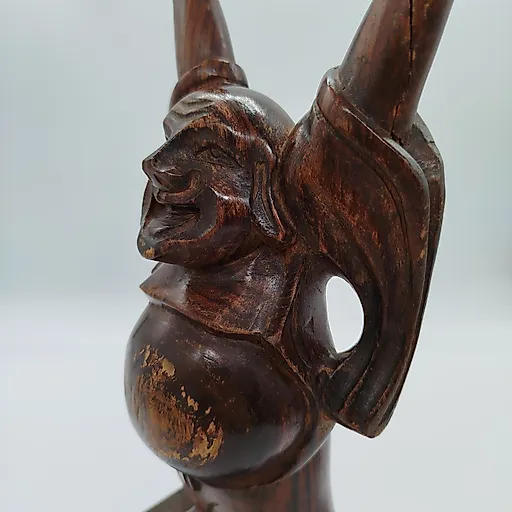 Деревянная статуэтка Будды (Хотэй) с резьбой, Азия, 1980-2000 - View 4