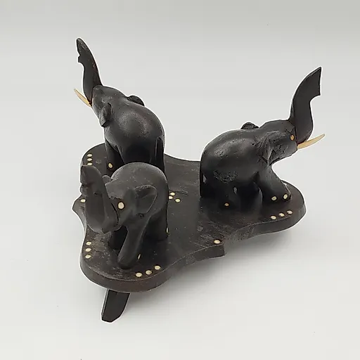 Статуэтка Слоны из дерева с костью, резьба ручной работы, Африка, 1980-2000 гг. - View 2