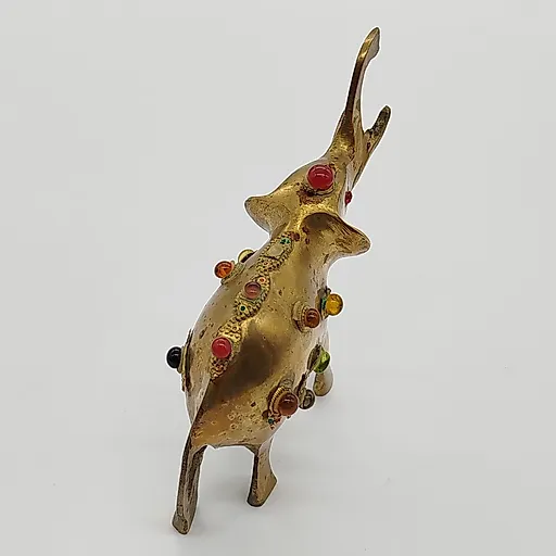 Латунная статуэтка индийского слона со стеклянными вставками, Индия, 1970-1990-е - View 4