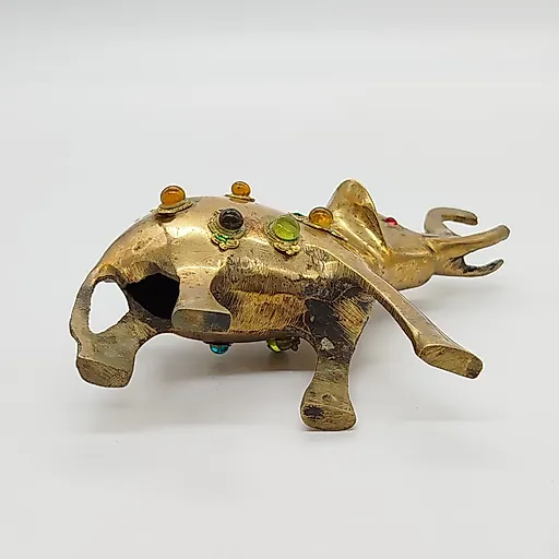 Латунная статуэтка индийского слона со стеклянными вставками, Индия, 1970-1990-е - View 5