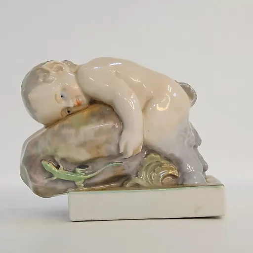 Статуэтка Фавн на камне с ящерицей Карл Энс 1945-72гг