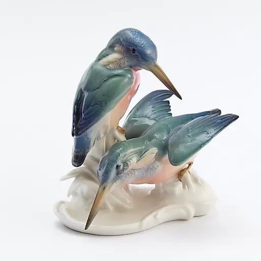 Антикварная статуэтка "Пара зимородков".