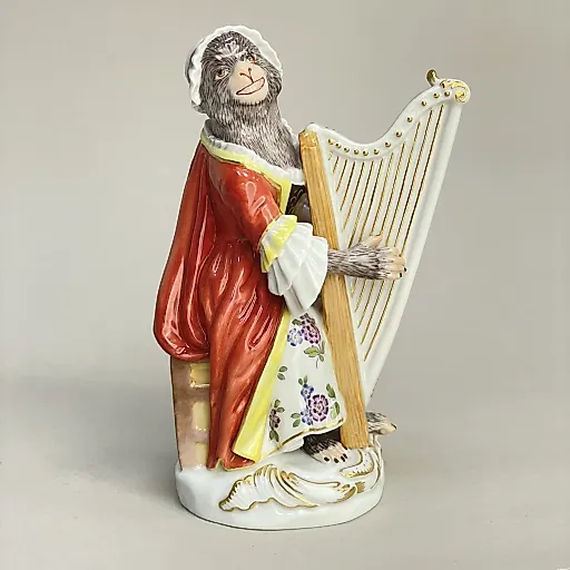 Лучшее предложение! Статуэтка "Обезьяна с арфой" №20 в серии обезьяний оркестр 1997 г Германия