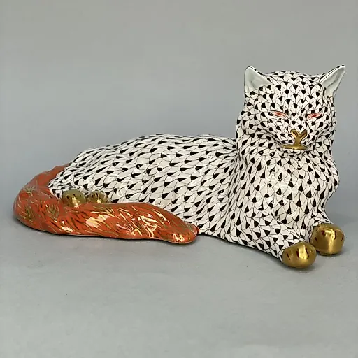 Фигурка Кошка лежащая Herend 1960-1970 гг Венгрия
