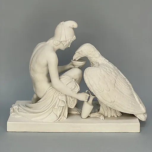 Скульптурная группа Юпитер и Ганимед Королевского Копенгагенского Бисквитного Фарфора вторая половина 19 века