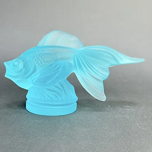 Gold Fish из голубого аквамаринового уранового стекла дизайн 1930г. Г. Хоффманн Чехия 21 в