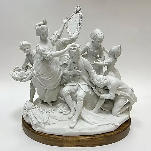 Скульптурная группа "Добрый старик" из бисквита Франция 1880 гг