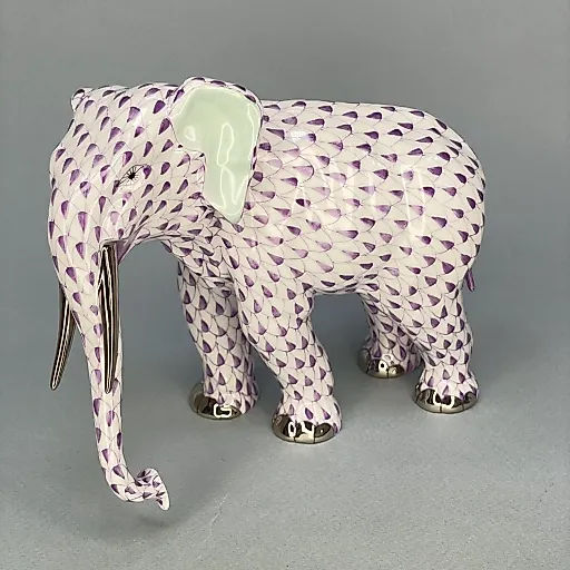Фигурка Слон с редкой росписью сиреневого цвета Herend 1960-1970 Венгрия