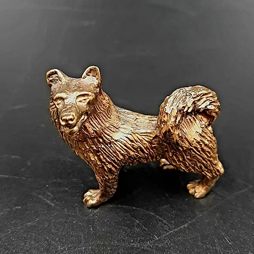 Бронзовая статуэтка собаки породы лайка, Россия, современная работа