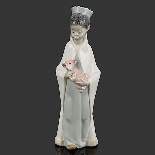 Фарфоровая статуэтка Lladro "Мальчик с мишкой" авторства Juan Huerta, Испания, 1990-2002 гг.