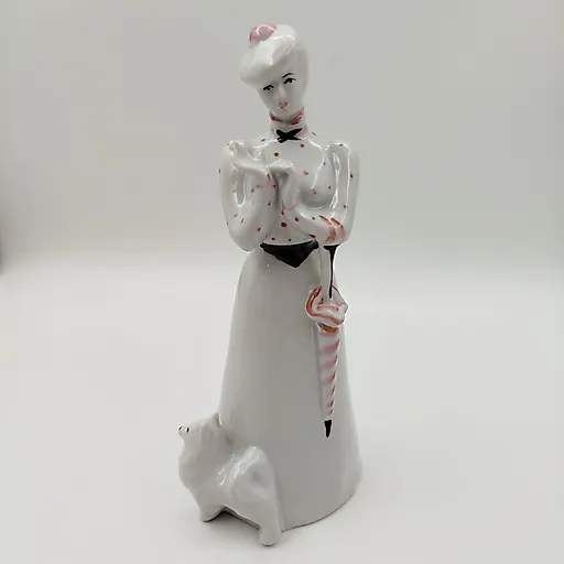 Фарфоровая статуэтка «Дама с собачкой» скульптора Бржезицкой, Дулевский завод, 1996 год
