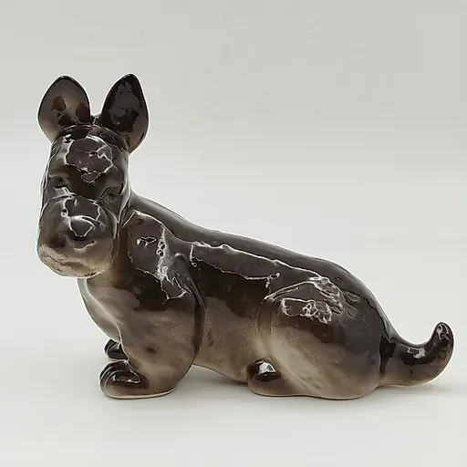 Фарфоровая статуэтка Скотч-терьер с аэрографией, скульптор П.П. Веселов, ЛФЗ, СССР, 1970-1991 гг.