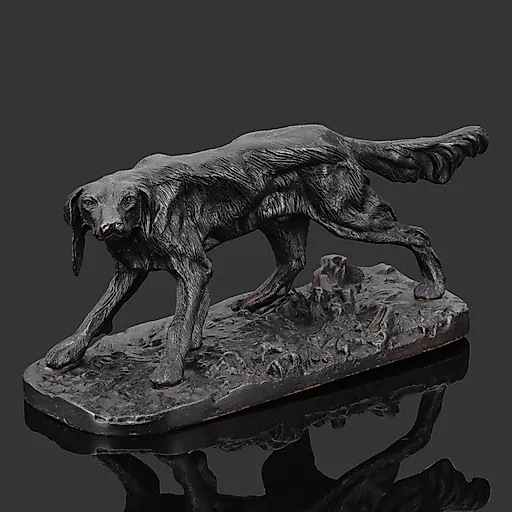 Чугунная статуэтка "Сеттер" с крашением, Кусинский завод, СССР 1939 г.